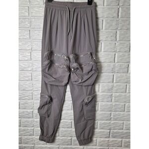 AMERICAN BAZI Women's Jogger Parachute Cargo pants Size Small Gray Zippers